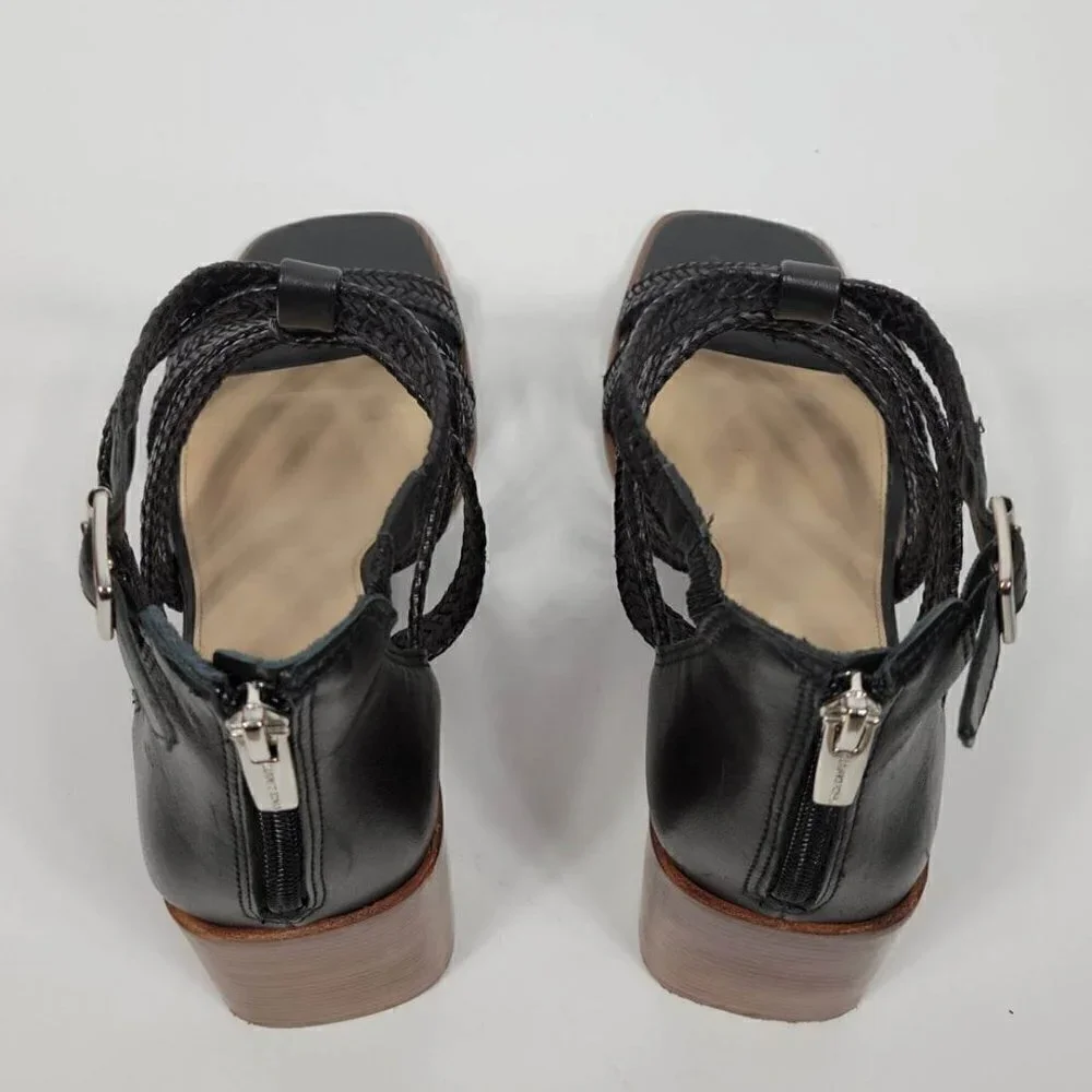 Vince Camuto Black Leather Sandals  #145 Size 10M